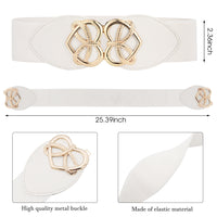 ZIBUYU Retro Wide Elastic Waist Belt Stretchy Stylish Dress Belts with Interlocking buckle Belts Waistband for Women-White