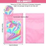 HASTHIP 100 Pcs Smell Proof Mylar Bags, Chocolate Bags Candy Bags Treat Bag Cookie Bags, Resealable Multifunctional Bags for Storing Food, Jewellery and Hardware (Pink, 10x18cm)