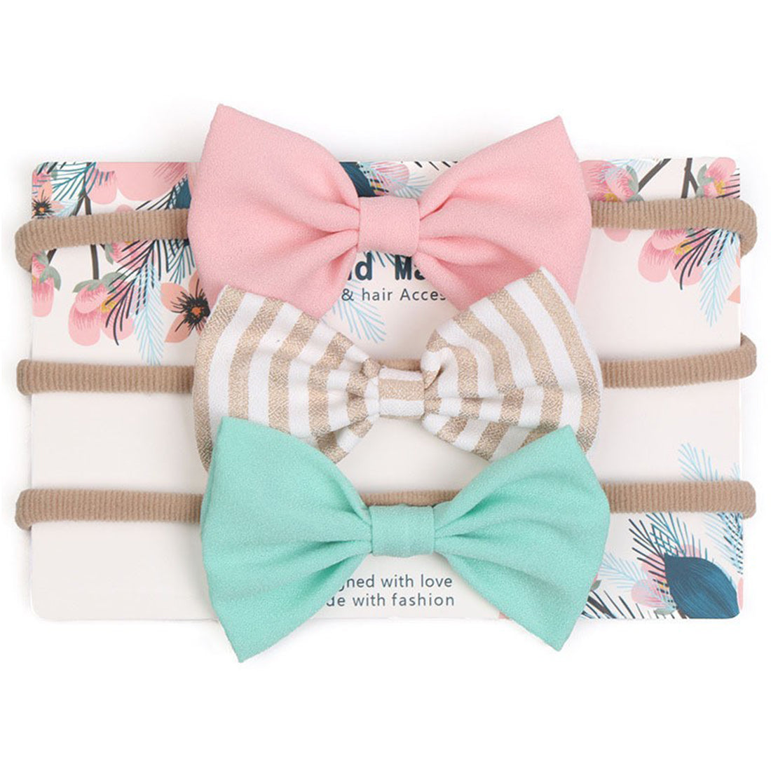 ZIBUYU 3PCS Baby Girl Nylon Headbands Infant Flower Elastic Hair band Bows Wraps For Newborn Toddler Hair Accessories