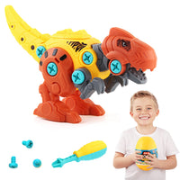 PATPAT  Dinosaur Toys for Kids STEM Construction Building Toys for Kids,Dinosaur Toy with Toy Screwdriver Dinosaur Egg Assembling Building Block Toy Birthday Gifts for 3-8 Year Old Boys Girls (Orange)