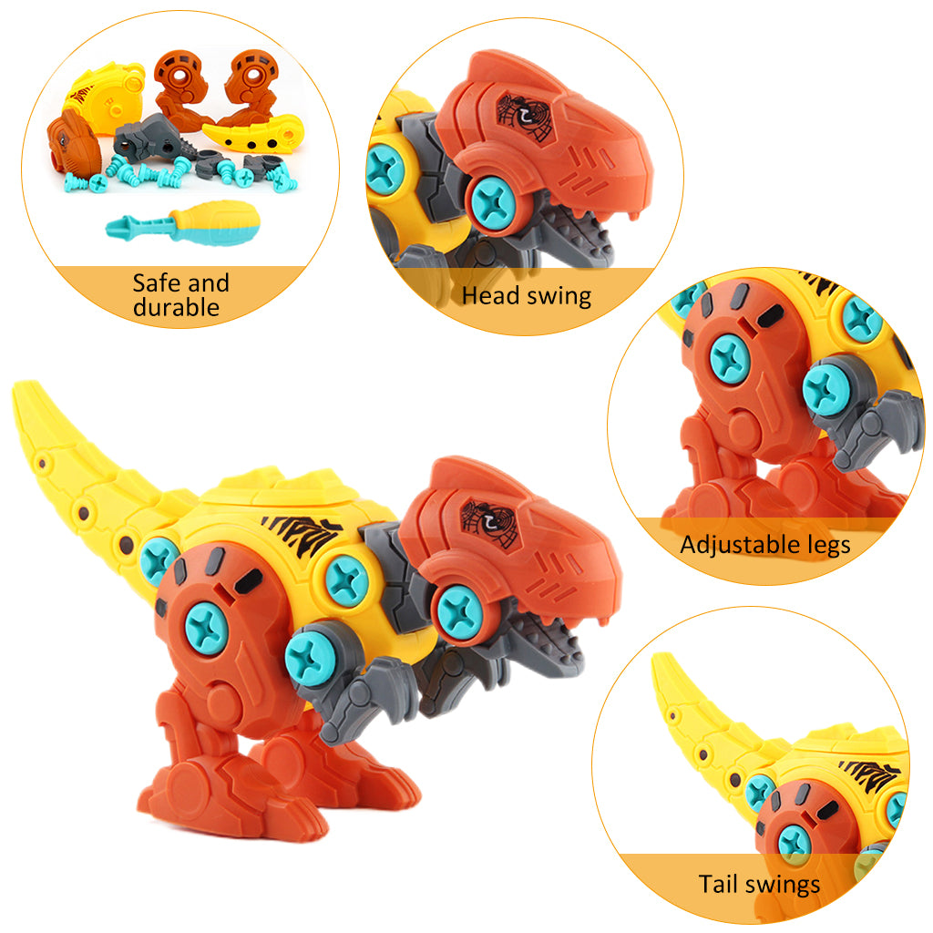 PATPAT  Dinosaur Toys for Kids STEM Construction Building Toys for Kids,Dinosaur Toy with Toy Screwdriver Dinosaur Egg Assembling Building Block Toy Birthday Gifts for 3-8 Year Old Boys Girls (Orange)