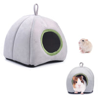 Qpets Hamster Cage Soft Plush Hamster Bed Washable Hamster Cage Accessories Small Pet Bed Hideout for Chinchilla, Hamster, Hedgehog(Grey, 1 pcs)