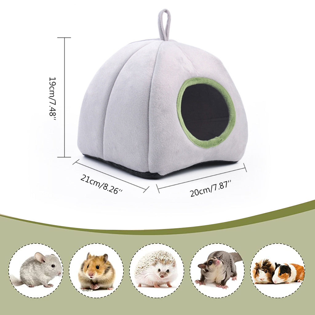 Qpets Hamster Cage Soft Plush Hamster Bed Washable Hamster Cage Accessories Small Pet Bed Hideout for Chinchilla, Hamster, Hedgehog(Grey, 1 pcs)