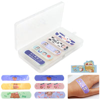 HANNEA 80 Pcs Mini Children's Band Aid Adhesive,Waterproof Breathable Cartoon Adhesive Bandages Kit Stretch Hemostatic Sticker First Aid Kit Wound Care (Random color)