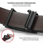 GUSTAVE  Men's Genuine Leather Auto Lock Buckle Belt -Free Adjustable Belt for Men-(Black1)