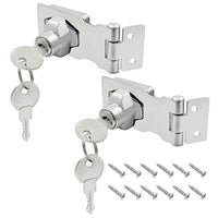 HASTHIP 2 Set Drawer Lock with Key Locking Hasp, 3 Inch Metal Twist Knob Keyed Locking Hasp for Door Desk Wardrobe Lock, Cabinet, Chrome Plated Hasp Latch Safety Lock for Home & Office (Sliver)